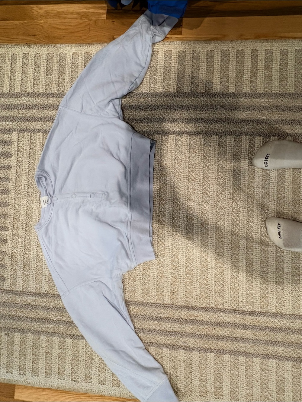 aerie Light Blue Cropped Button-Up Sweatshirt